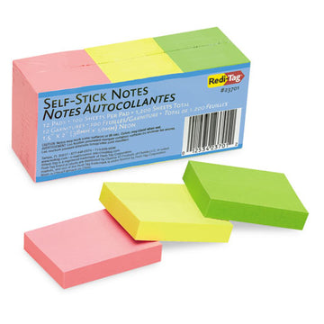 Redi-Tag® Self-stick Notes, 1 1-2 X 2, Neon, 12 100-sheet Pads-pack freeshipping - TVN Wholesale